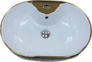 Раковина накладная Laguraty 7100 H 60см золотой декор